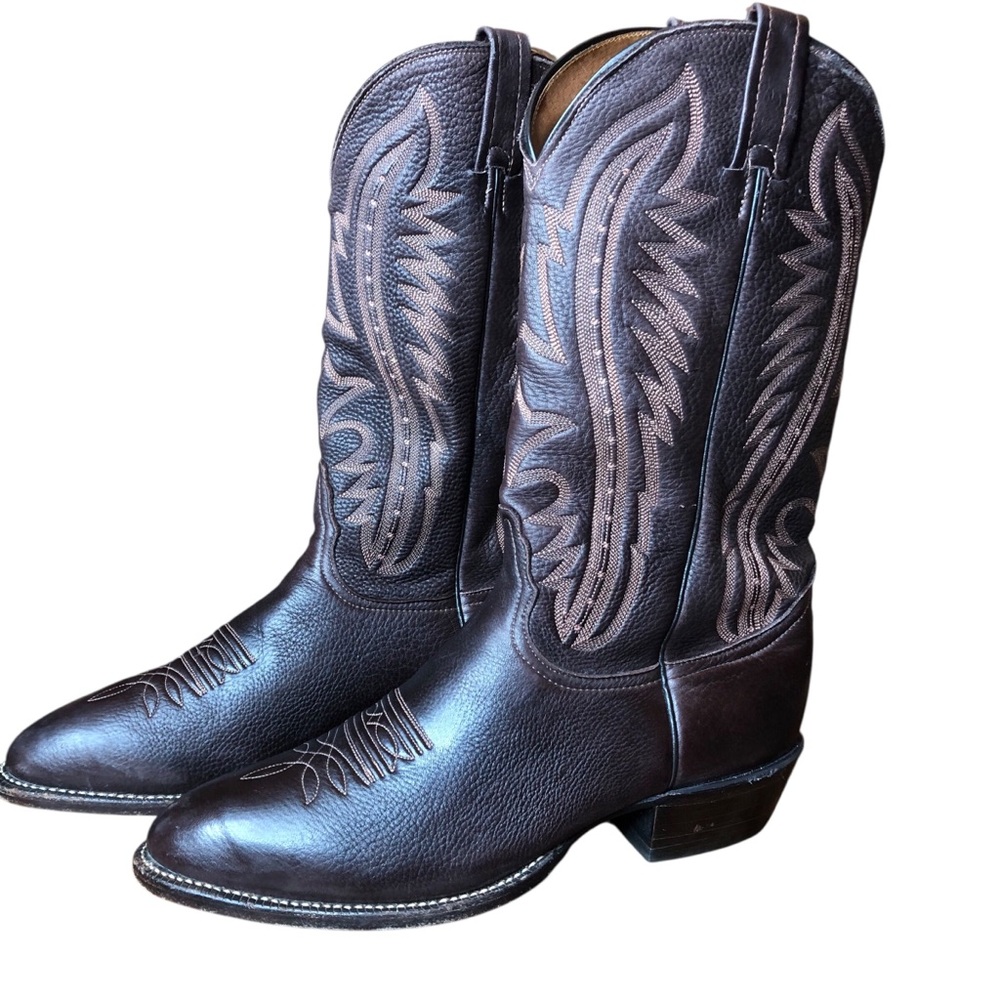 Nocona Cowboy Boots Mens Size 10 D Dark Brown Soft Leather Vintage USA Western